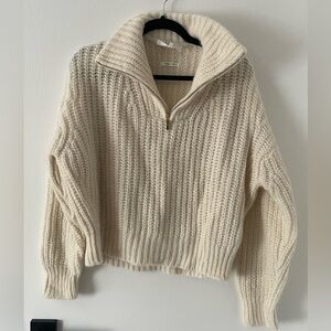 ba&sh Cream Knit Quarter Zip Sweater - S NWT
